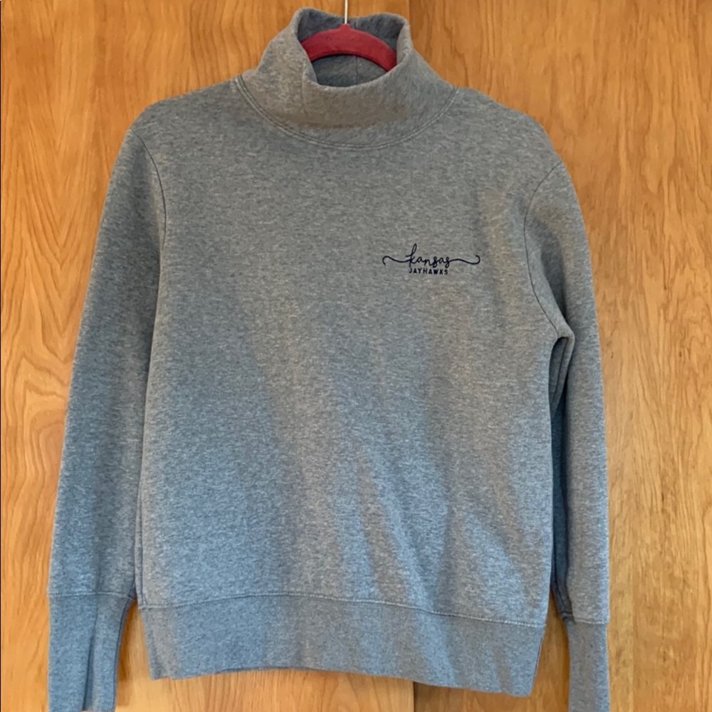LEAGUE Kansas Jayhawks Gray Turtleneck Sweatshirt sz S great condition